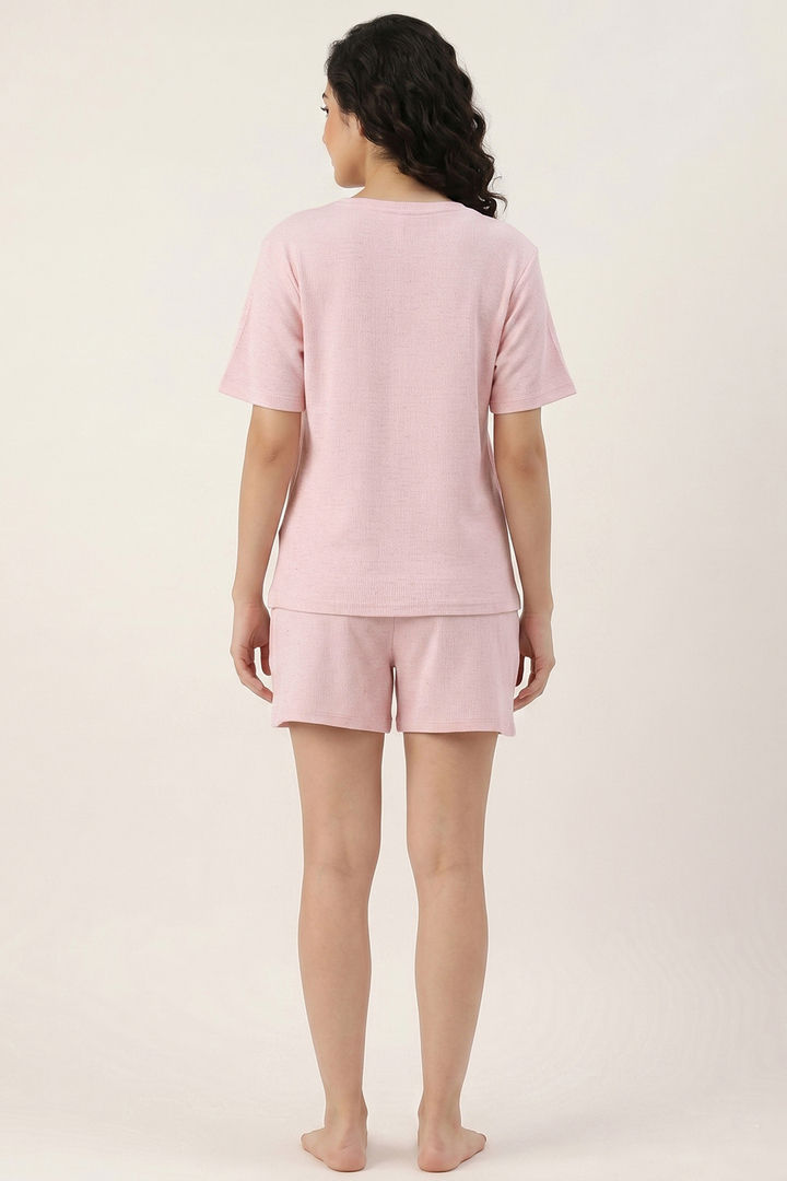 Zivame Knit Cotton Shorts Set - Pink Dogwood — image 4